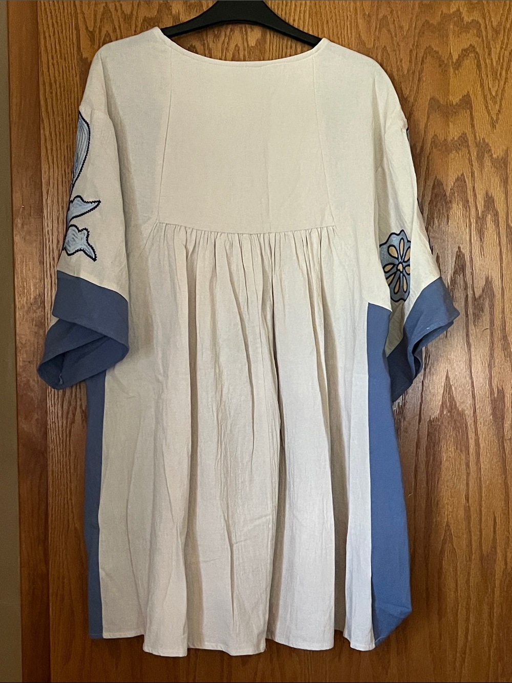 Umgee Cream Embroidered Dress with Blue and Purple Accents - Picture 2 of 3